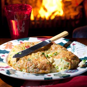 Pea, Stilton and Potato Frittata