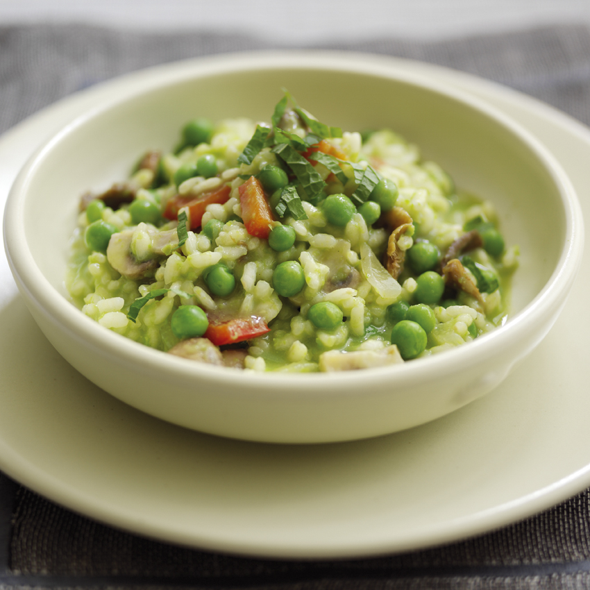 Peas and Mushroom Risotto