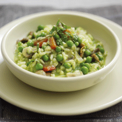 pea and mushroom risotto