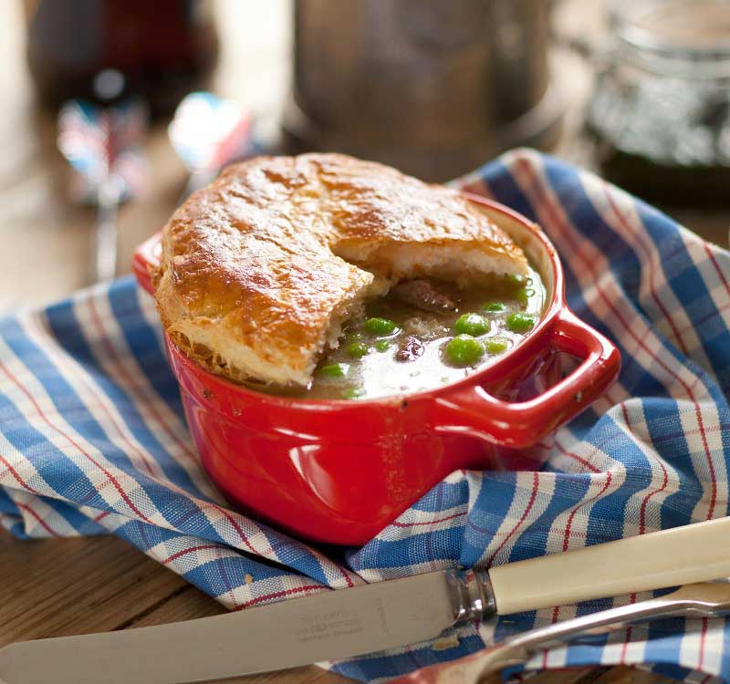 Individual Shrewsbury Lamb Pie with Peas