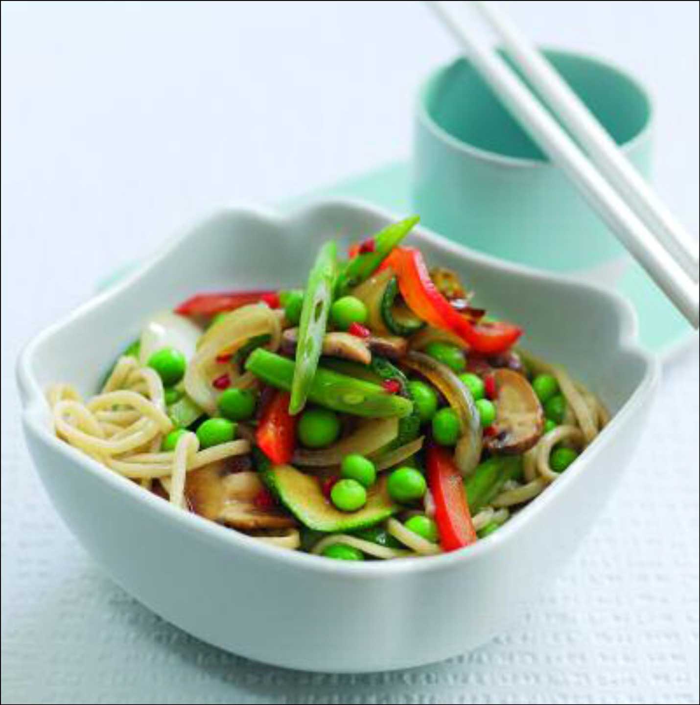 Stir Fry Peas and Vegetables with Noodles