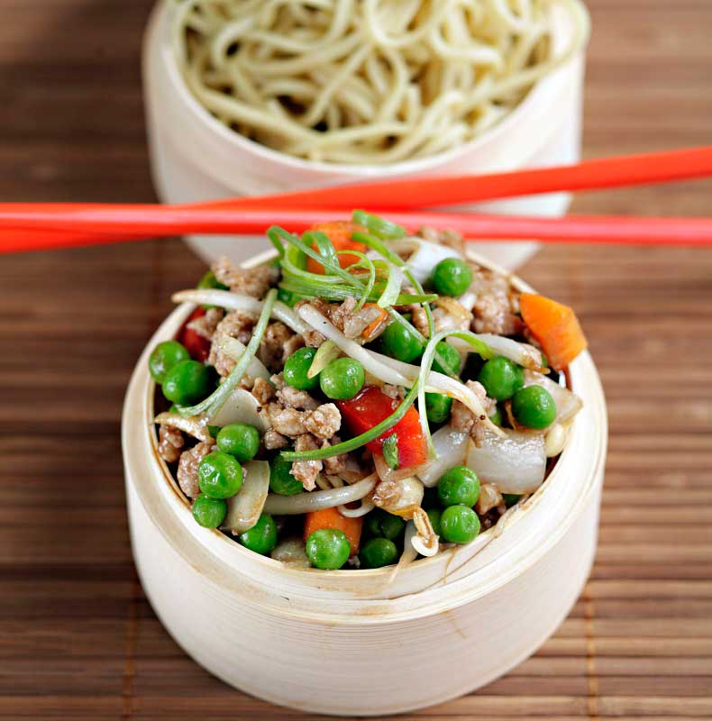 Warm Pea And Chicken Noodle Salad