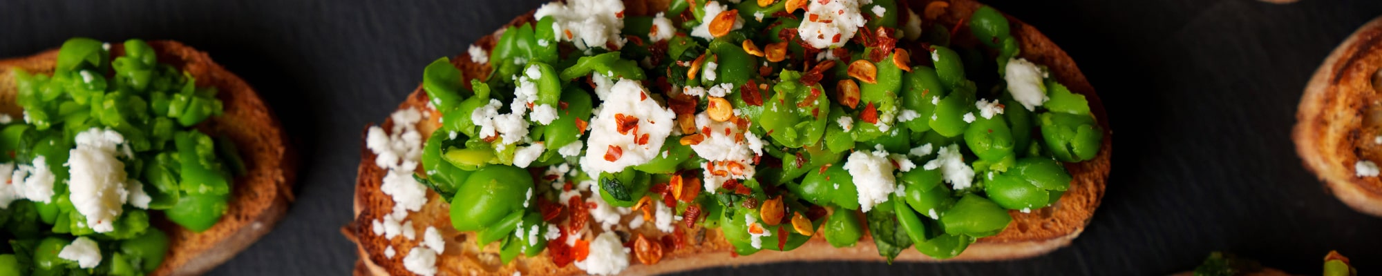 Smashed Peas and Feta on Ciabatta 