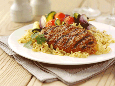 Peri Peri Grills with Spicy Rice and Vegetable Kebabs