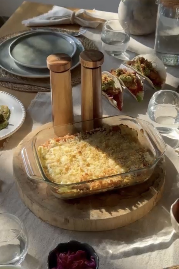 Cheesy Potato Waffle Gratin